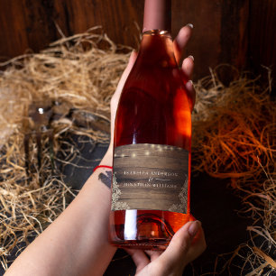 Rustic Wood & Lace Couples' Shower or Wedding Sparkling Wine Label
