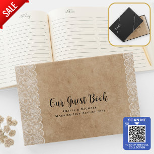 Rustic Wood Lace Custom Branded Guest Book