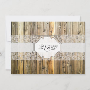Rustic Wood Lace Elegant Wedding Invitation