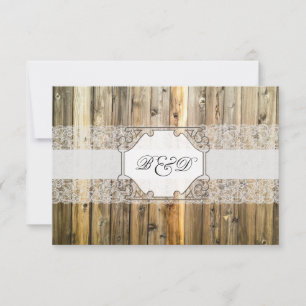 Rustic Wood Lace Elegant Wedding Invitation