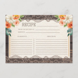 Rustic Wood Lace Fall Recipe Card
