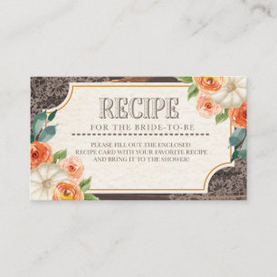Rustic Wood Lace Fall Recipe Enclosure Card