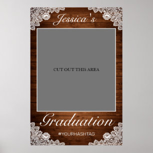 Rustic Wood & Lace Graduation Photo Prop Frame  Poster