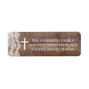 Rustic Wood Lace Return Address
