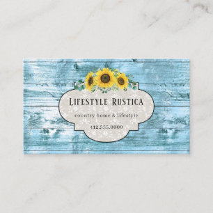 Rustic Wood Lace Shabby Grunge Sunflower Business Business Card