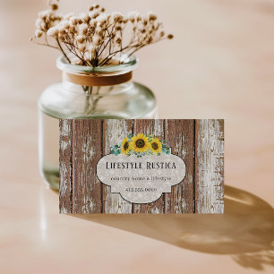 Rustic Wood Lace Shabby Grunge Sunflower  Business Card