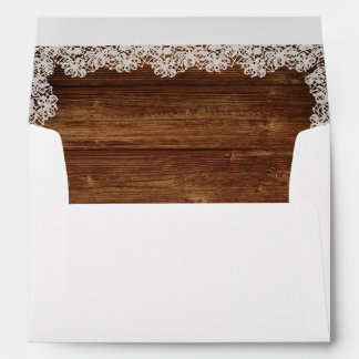 Rustic Wood Lace Wedding Invitation Envelope