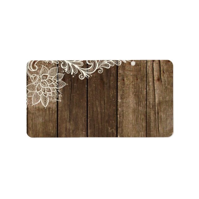 Rustic Wood Lace Wedding Mailing Address Label (Front)