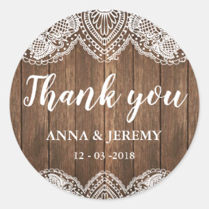 Rustic Wood Lace Wedding Sticker