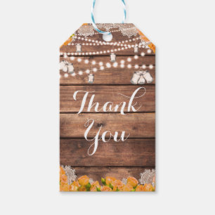 Rustic Wood Lace Yellow Rose Elegant Bridal Favour Gift Tags