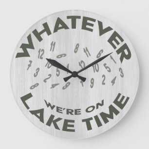 Rustic Wood Lake Time Large Clock