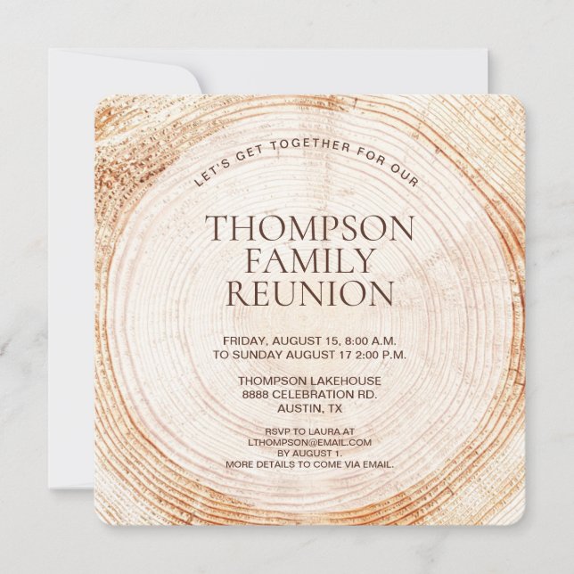Rustic Wood Lakehouse Family reunion  Invitation (Front)