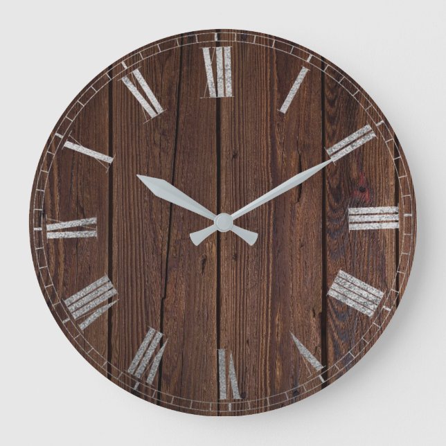 rustic wood large clock (Front)