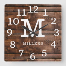 Rustic Wood Large Numbers Family Name Monogram