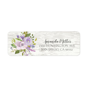 Rustic Wood Lavender Floral Return address