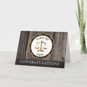 Rustic Wood Law Lawyer Graduation Congratulations Card
