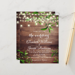Rustic Wood Light & Greenery Wedding Invitation