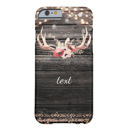 Rustic Wood & Lights Floral Antlers Boho Chic Glam Barely There iPhone 6 Case
