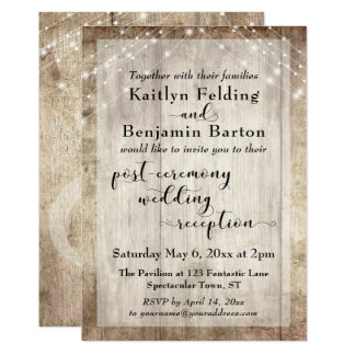 Rustic Wood Lights Post Ceremony Wedding Reception Card Rustic Wood Lights Post Ceremony Wedding Reception Card