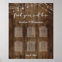 Rustic Wood Lights Reception 6 Table Seating Chart