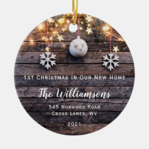Rustic Wood Lights Stars New Home Photo Ornament