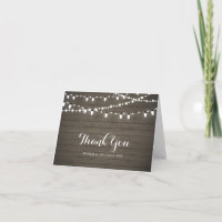 Rustic Wood & Lights Wedding /Party Thank you Card