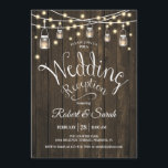 Rustic Wood & Lights Wedding Reception Invitation<br><div class="desc">Wedding Reception Invitation - Rustic Wood
Rustic style design with with dark wood and fairy string lights.</div>