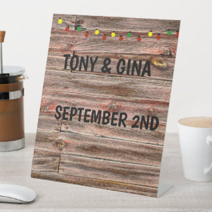 RUSTIC WOOD LIGHTS WEDDING WELCOME SIGN CUSTOM