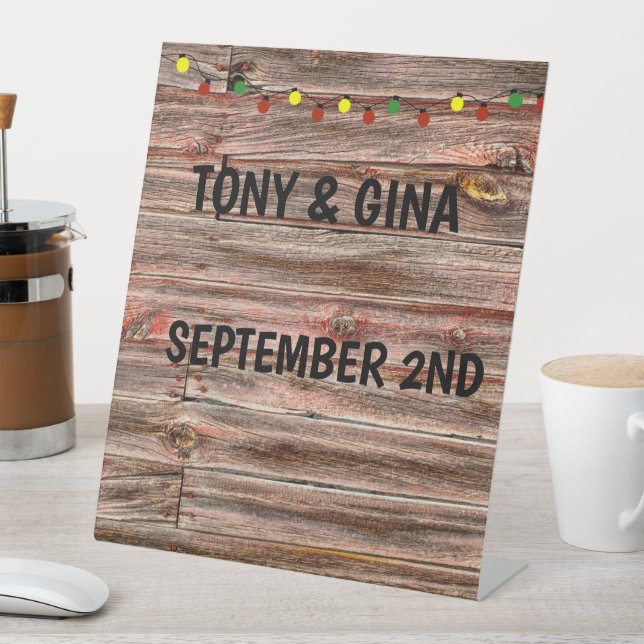 RUSTIC WOOD LIGHTS WEDDING WELCOME SIGN CUSTOM (In SItu)