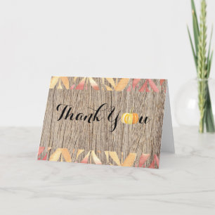 Rustic Wood Little Pumpkin Folded Thank You Card