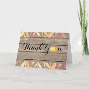 Rustic Wood Little Pumpkin Folded Thank You Card