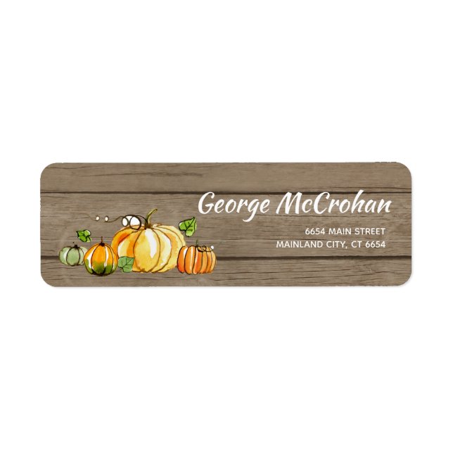 Rustic Wood Little Pumpkin Halloween Address (Front)