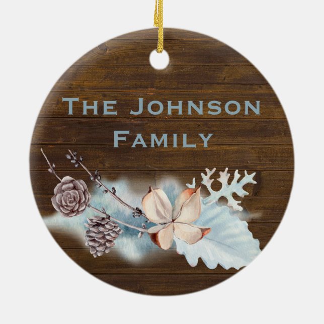 Rustic Wood Look Christmas Family Ornament (Back)