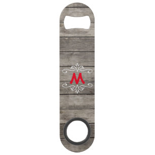 Rustic Wood-Look Monogrammed