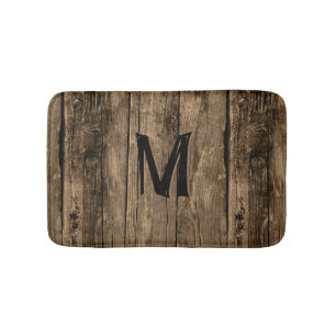 Rustic Wood Look Monogrammed Bath Mat