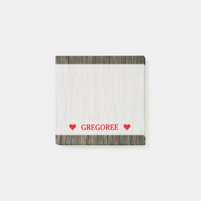 Rustic Wood Look Pattern & Custom Name Note (Front)