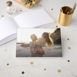 Rustic Wood Look Photo Wedding Guest Book