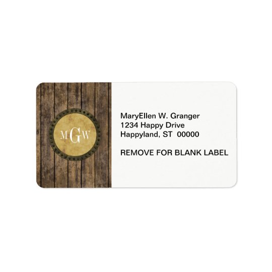 Rustic Wood Look Planks #1 Steampunk 3 Monogram Address Label