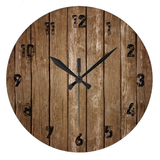 Image of Rustic Wood Look Planks Large Clock
