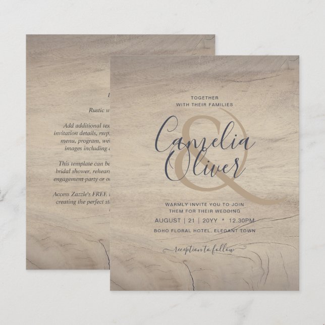 Rustic Wood look Typography Budget Wedding (Front/Back)