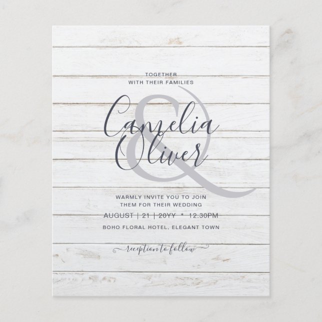 Rustic Wood look Typography Budget Wedding Flyer (Front)