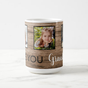 Rustic Wood Love You Three Photo  Coffee Mug