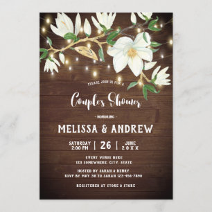 Rustic Wood Magnolia Southern Couple's Shower Invitation