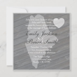Rustic wood Maine grey wedding invitations
