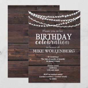 rustic wood masculine birthday invite