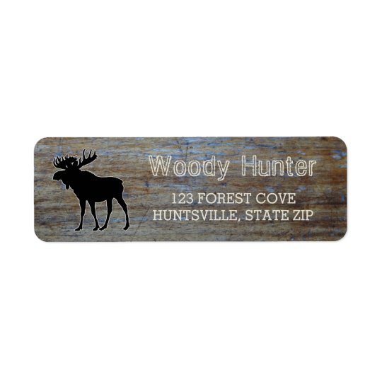 Rustic Wood | Masculine Wildlife Moose Silhouette Return Address Label