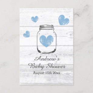 Rustic wood mason jar boy's baby shower party enclosure card