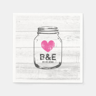 Rustic wood mason jar countryside wedding napkins