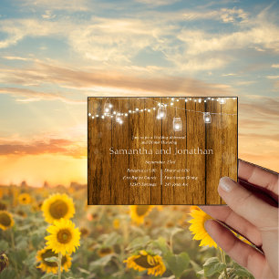 Rustic Wood Mason Jar Hanging Lights Rehearsal Invitation
