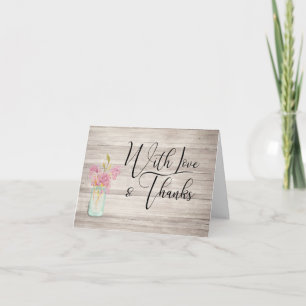 Rustic Wood Mason Jar Thank You Script Note Card